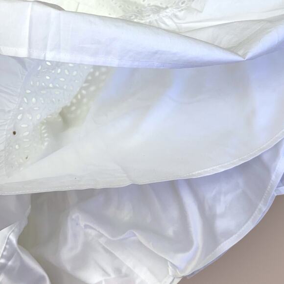 Isaac Mizrahi Live Embroidered Eyelet Button Up Ruffled Hem Skirt Size 28W White - Picture 11 of 14